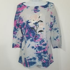 Loft outlet boatneck, Upcycled w/ tie dye, size L